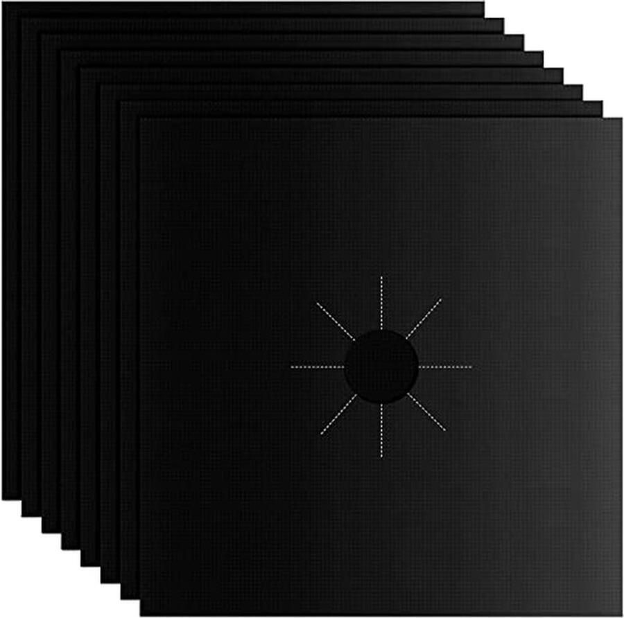 Gasfornuis Beschermers Kookplaat Matten Kookplaat Schoonhouden Hittebestendig Teflon 8 Stuks 27x27cm Zwart
