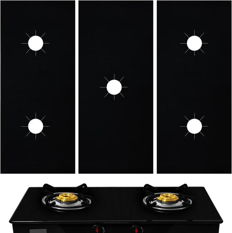 Gasfornuis Beschermers Kookplaat Matten Schoon Houden Hittebestendig Teflon 53x26cm Zwart