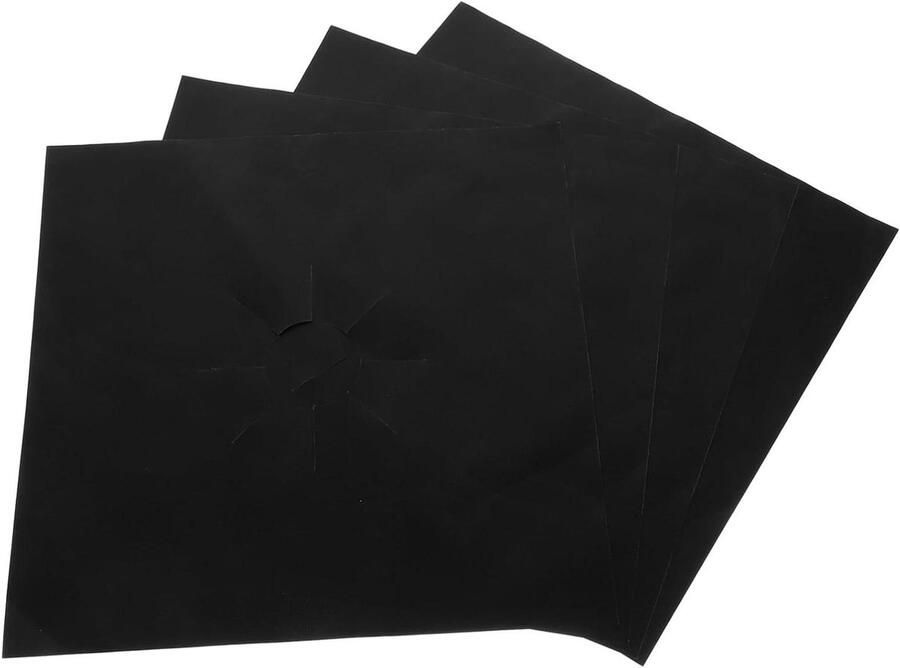 Gasfornuis Beschermers Kookplaat Voering Keuken Schoonhouden Herbruikbaar Hittebestendig 27x27 cm Zwart