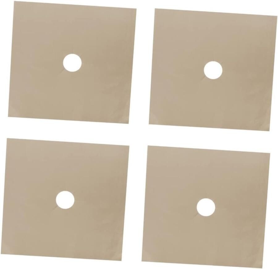 Gasfornuis Beschermers Kookplaat Voeringen Koken Schoonhouden Hittebestendig Teflon Set van 4 Beige