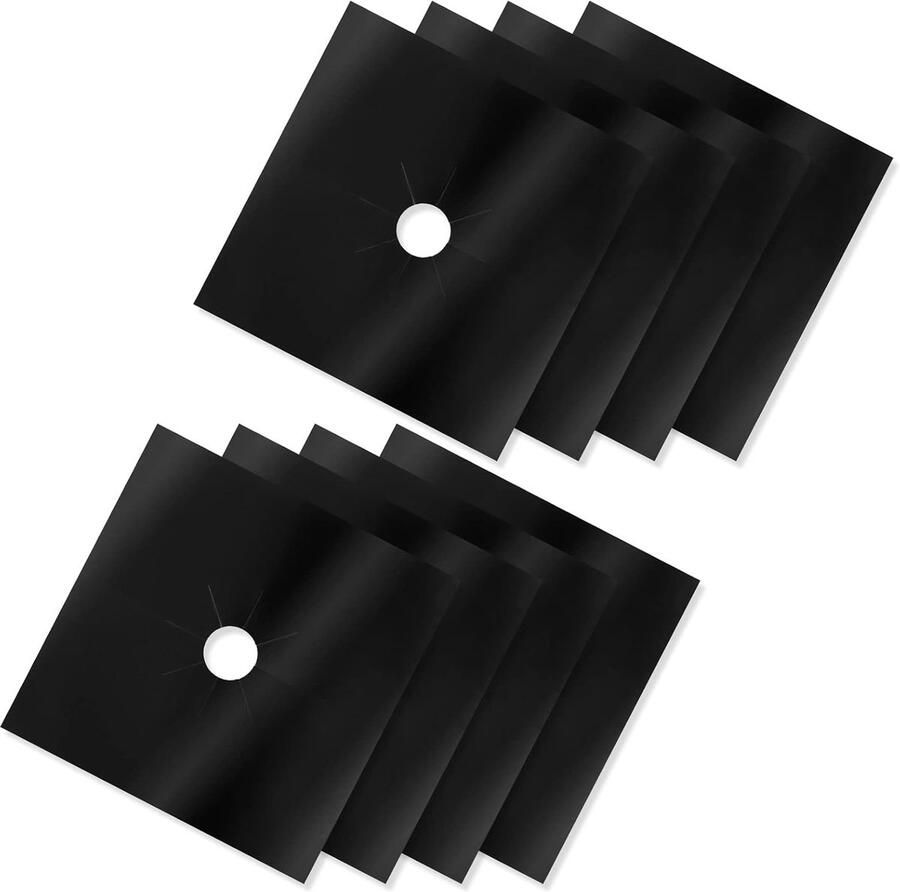 Gasfornuis Beschermers Matten Fornuis Snelle Keuken Reiniging Dubbele Dikte 8 Stuks 10.6 Inch Zwart
