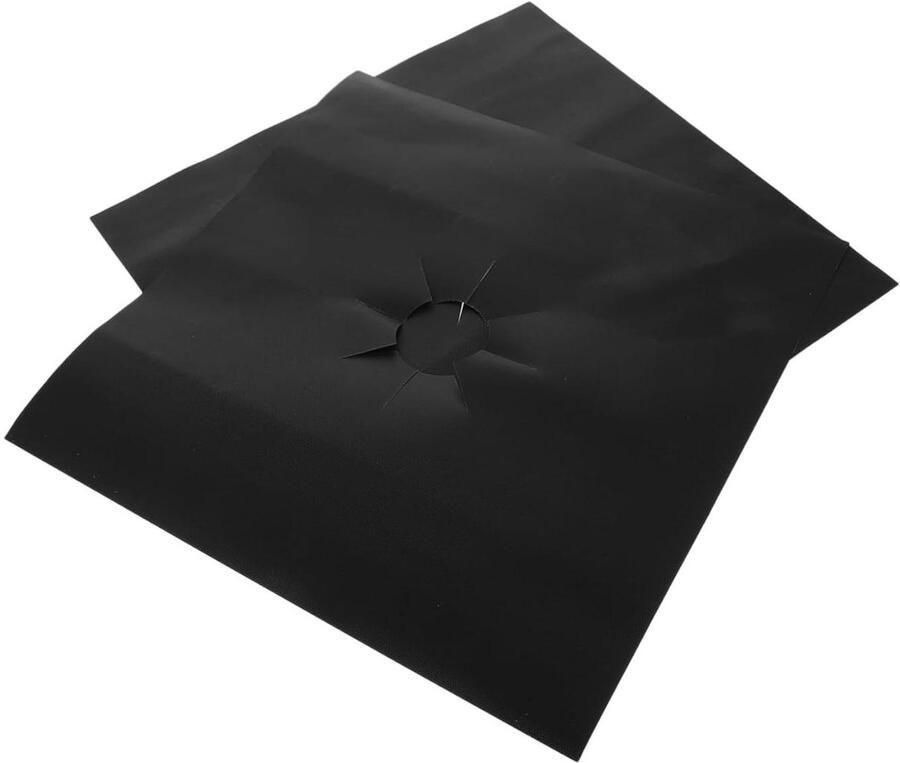 Gasfornuis Beschermmat Kookplaat Afdekking Keuken Schoonhouden Hittebestendig PTFE 27 x 27 cm Zwart