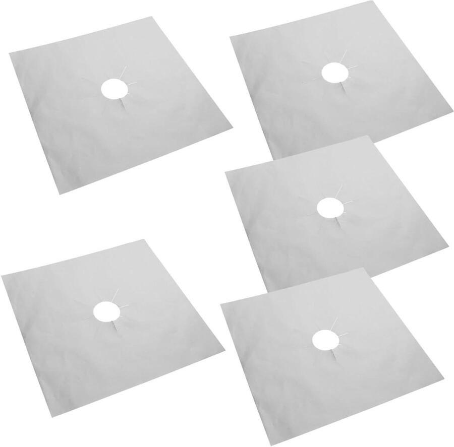 Gasfornuis Beschermmatten Oven Liners Kookplaat Schoonhouden Antiaanbaklaag Herbruikbaar 5 stuks Zilver
