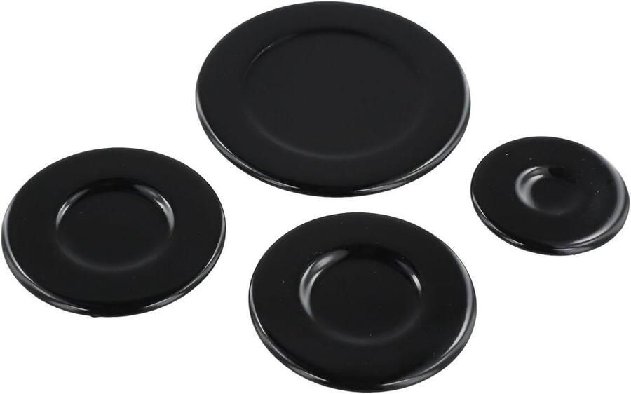 Gasfornuis Brander Cap Set Kookplaat Covers Verbeterde Warmte Verdikt Ijzer Aluminium 4 Stuks 55-100mm Zwart