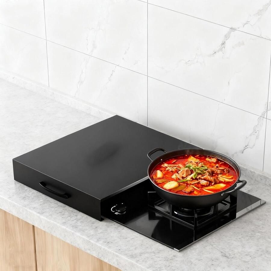 Gasfornuis Deksel Kookplaat Afdekking Keuken Opruimen Extra Werkruimte L40xB48cm Zwart