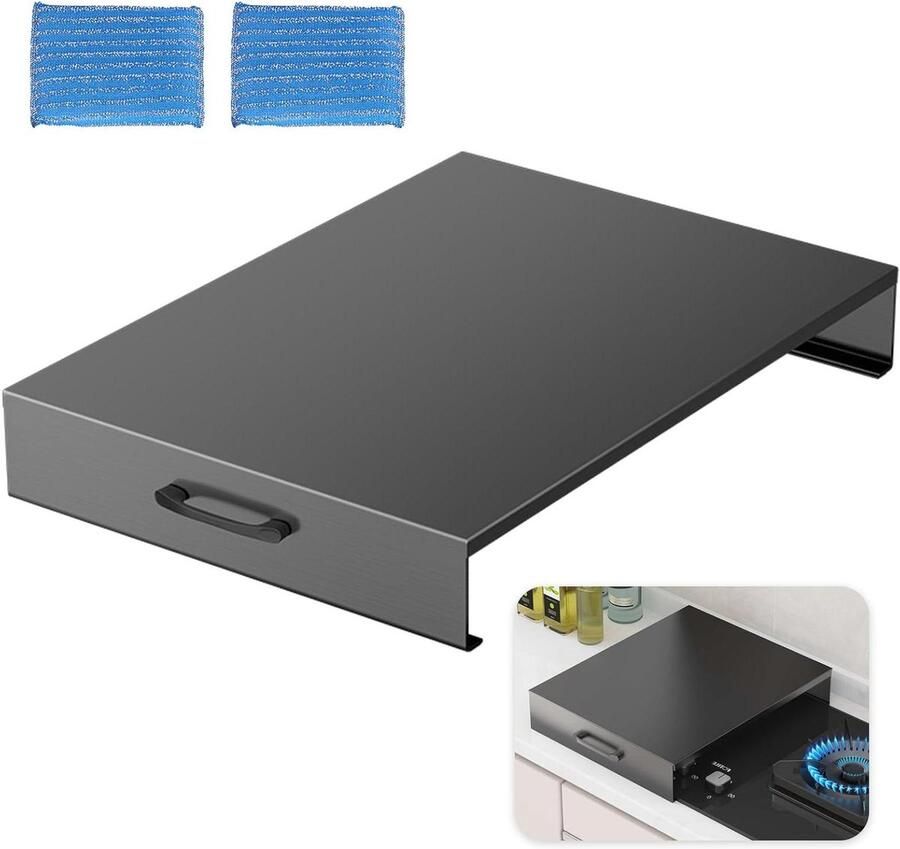 Gasfornuis Deksel Kookplaat Afdekking Keuken Organiseren Extra Werkruimte 40 x 30 x 5 cm Zwart