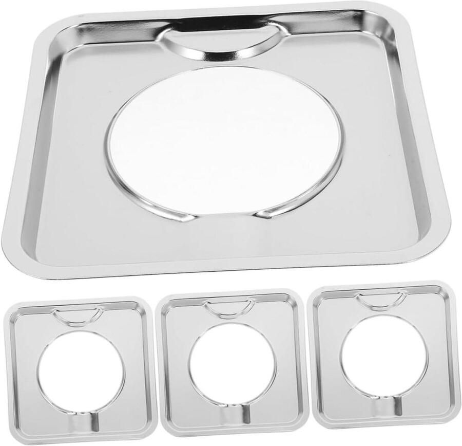 Gasfornuis Drupbak Olie Vanger Kookplaat Beschermen Afneembaar Ontwerp 19 cm Vierkant Zilver