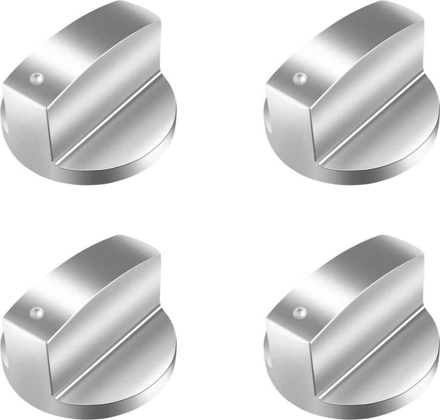 Gasfornuis kookplaat knoppen 4 Stuks Ovenknoppen 6 mm Universele Knoppenset Voor Gaskookplaat Voor Gasfornuis Gas Elektro Fornuis Elektrische Oven Inductie Fornuis Gas Bbq Kookplaat Keukengereedschap Zilver