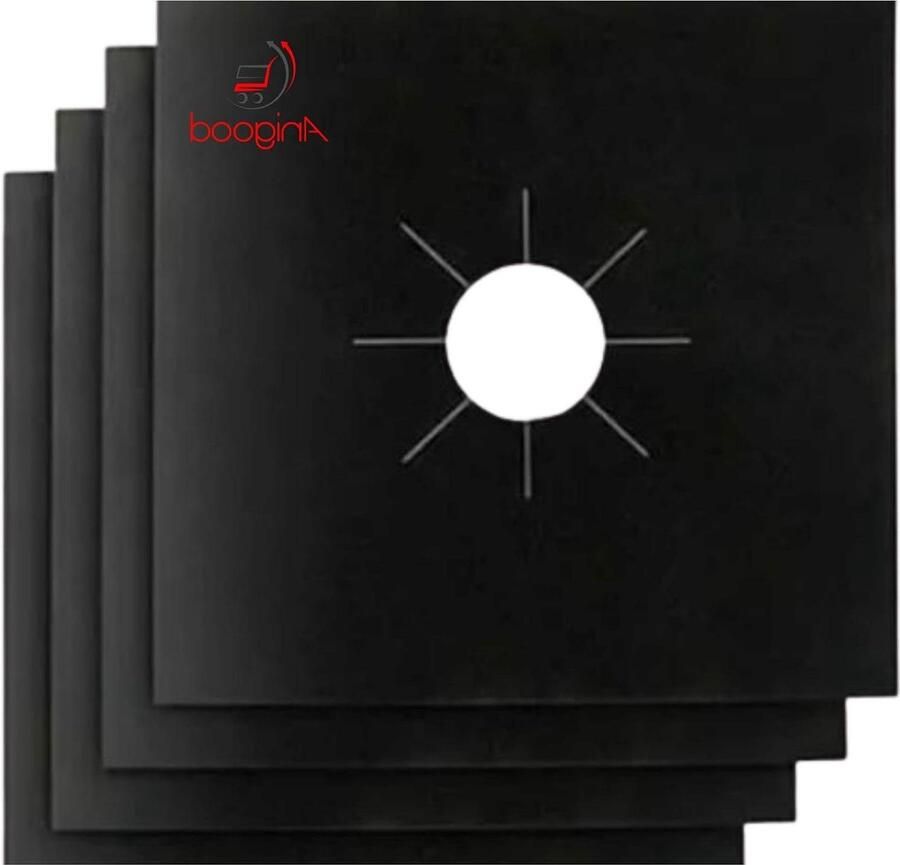 Gasfornuis Kookplaatbeschermers Branderhoezen Magnetron Liners Keuken Schoonhouden Hittebestendig Teflon Universeel Zwart Zilver