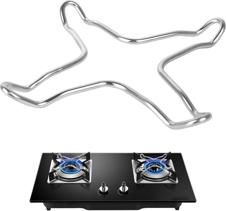 Gasfornuis Opzetring Kookplaat Stabilisator Koken met Mokkapot Hogere Energie-efficiëntie 14 x 14 cm Zwart