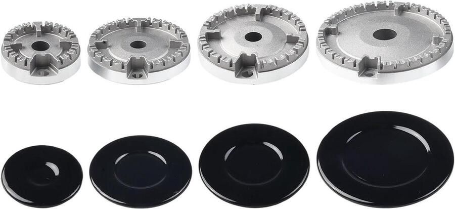 Gasfornuis Pit Set Branderkap Set Gelijkmatige Hitte Universele Pasvorm 17 x 16 x 3 cm Zwart