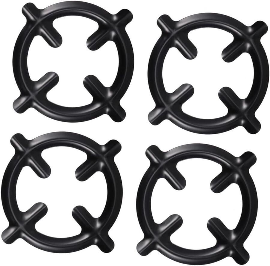 Gasfornuis Pit Verhoger Kookplaat Houder Koken op Gas Hittebestendig IJzer 15.8x15.8 cm Zwart