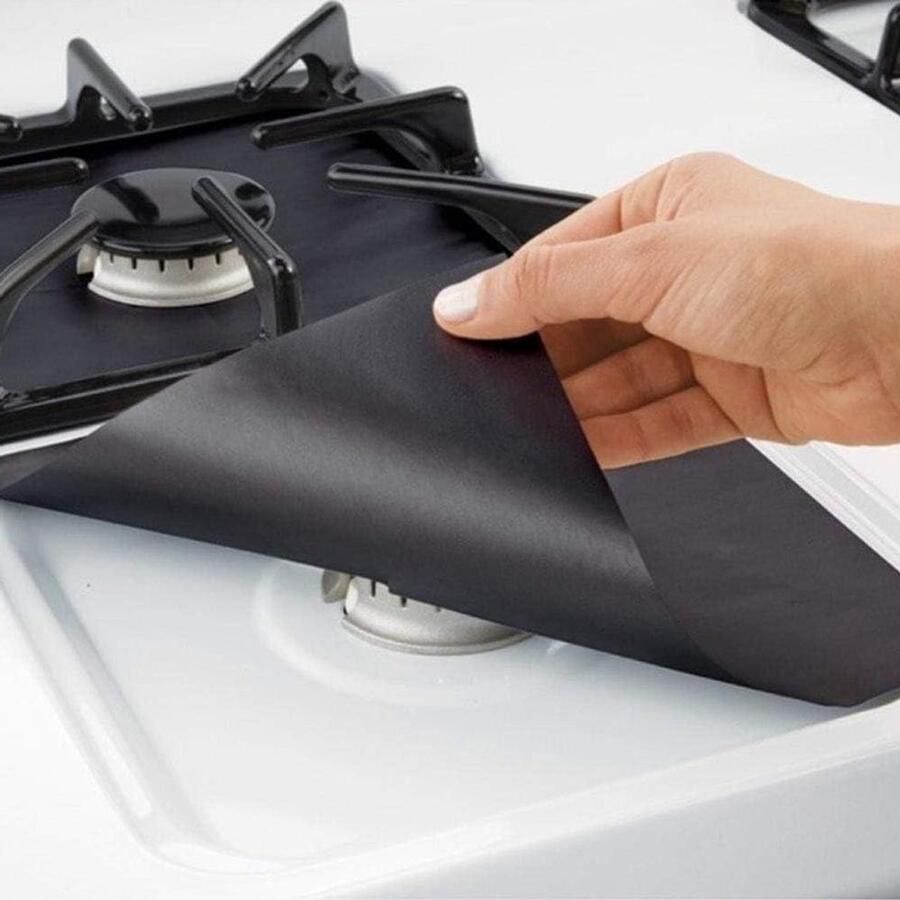Gasfornuisbeschermers Kookplaat Matten Schoon Koken Temperatuurbestendig 27x27cm Zwart