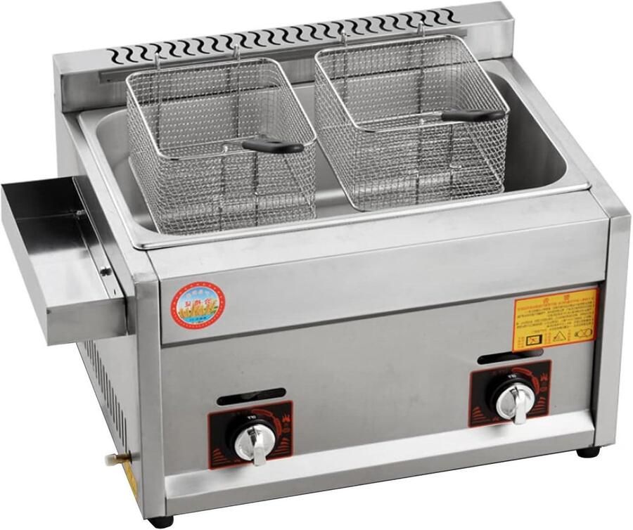 Gasfriteuse 22L 30L Gas Friteuse Tank Roestvrij Staal Chicken Friteuse Met Mandlepel Voor Restaurant Home Commerciële Keuken