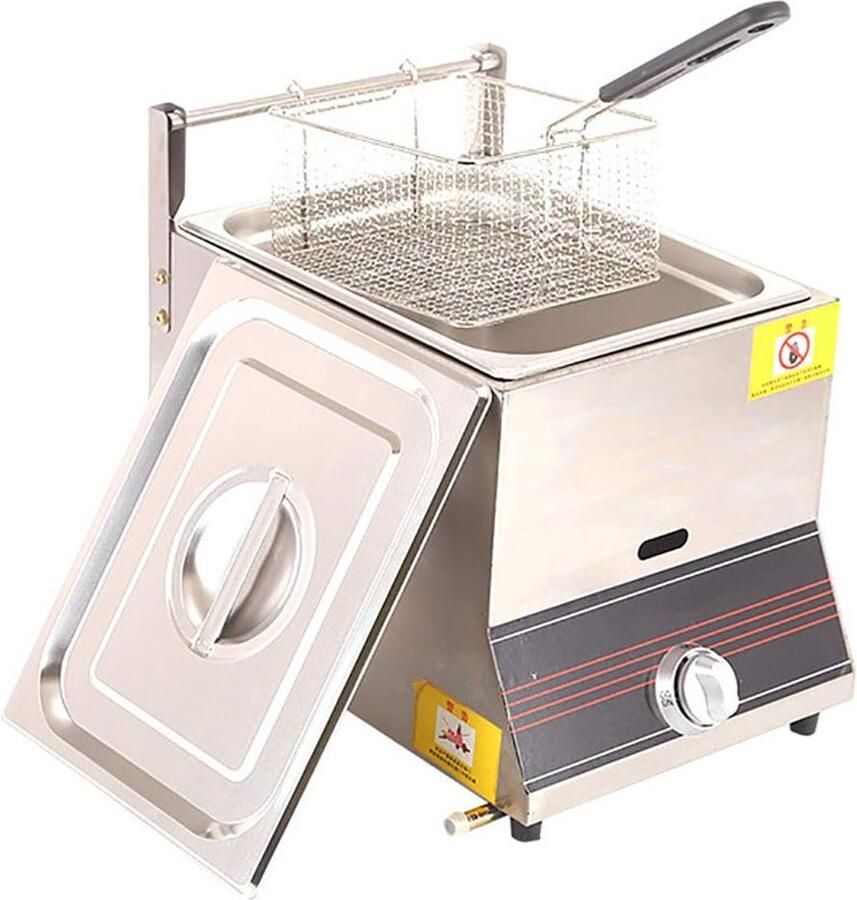 Friteuse Gas Professionele Frituurpan Grote Porties Frituren Elektronische Vonkontsteking 6L of 12L Zilver