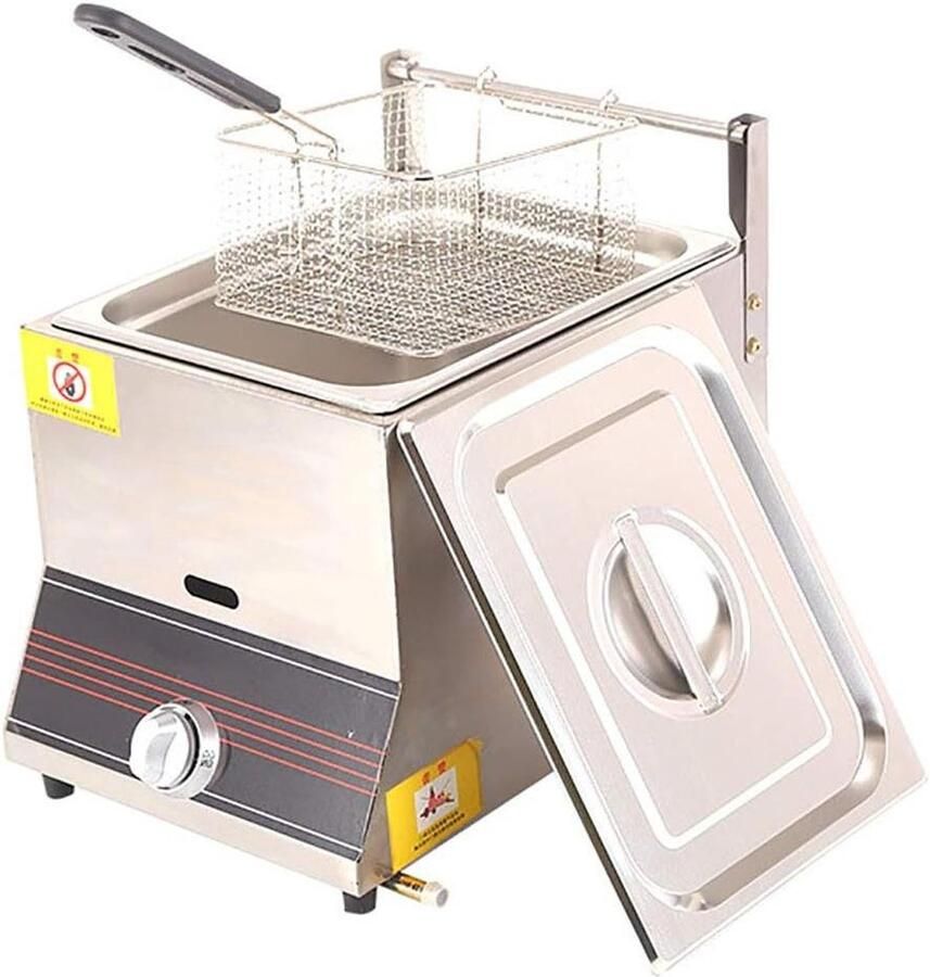 Gasfriteuse Dubbele Tank Professionele Frituurpan Grote Partijen Frituren Elektronische Pulsontsteking 6L 12L Zilverkleurig
