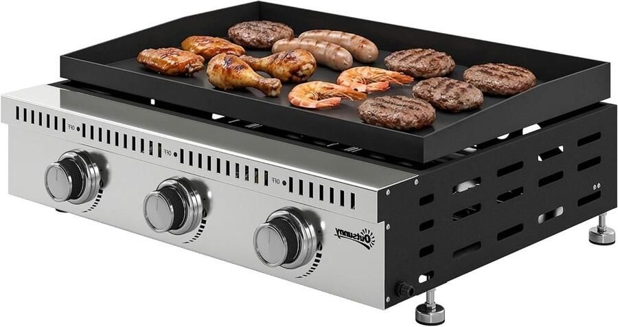 Gasgrill Buiten koken Terrasfeestjes organiseren Drie warmtezones 56.5 x 33 cm Zwart