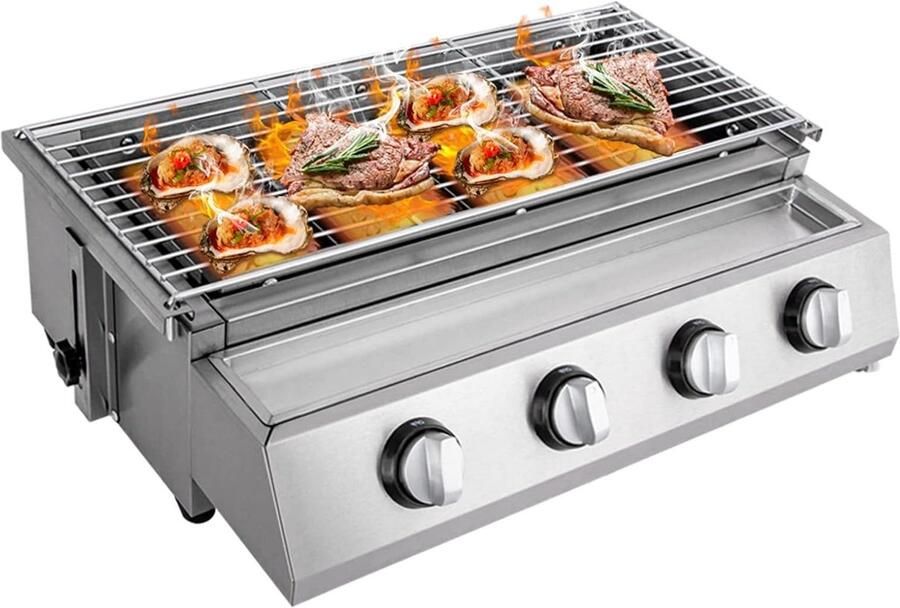 Gasgrill met 4 branders Buiten koken Gezellig buiten eten In hoogte verstelbaar