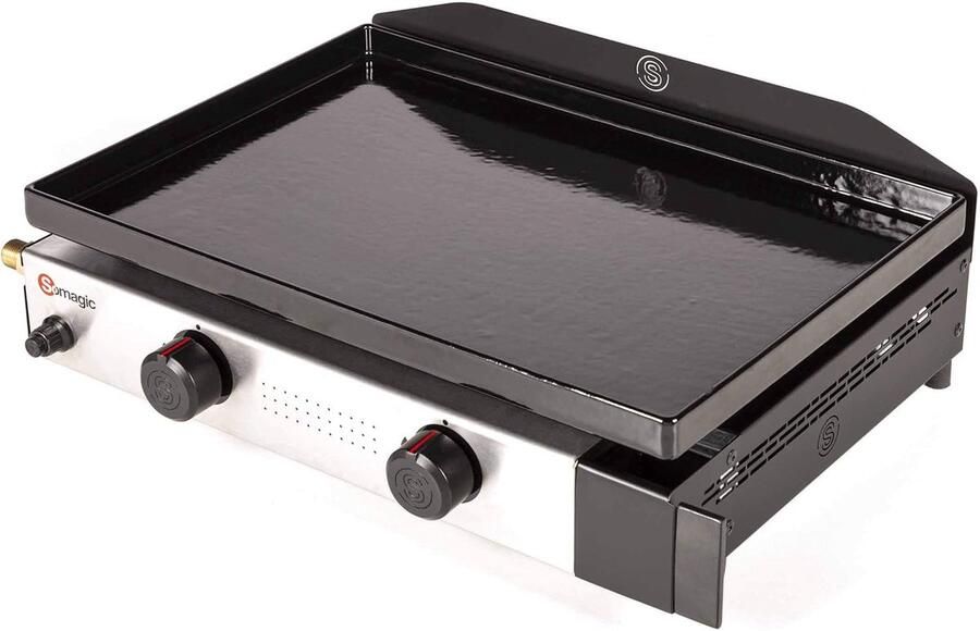 Gasgrillplaat Bakplaat Buiten koken Gietijzeren constructie 58.5 x 41 cm Veelkleurig