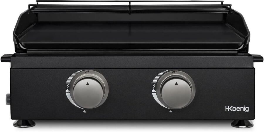 Gasgrillplaat Bakplaat Buiten koken Twee branders 47x36 cm kookoppervlak Zwart