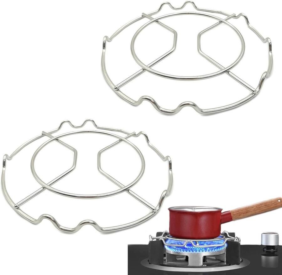 Gasverloopstukken 2 stuks Kookplaat ring Stabiel koken Antislip ontwerp 15.5 cm buitendiameter Zilver