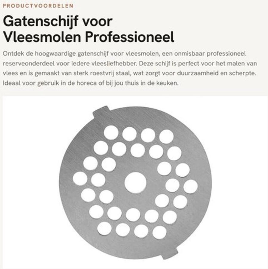 Gatenschijf roestvrij staal Vleesmolenmes 5 7 mm Professioneel reserveonderdeel Sterk en scherp Eenvoudig te installeren Onderhoudsvriendelijk