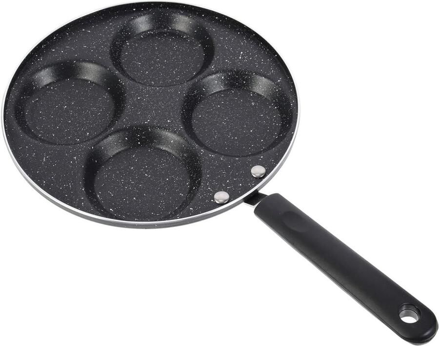Gats Pan Eierpan Koekenpan Ontbijt Maken Anti-aanbak Coating 4 Gaten Zwart