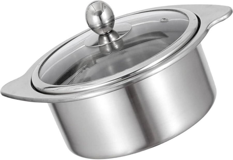 Gatuida Roestvrijstalen Hotpot Pot Elektrische Hotpot Glazen Deksel 16cm Verdeelde Fondue Pot Commerciële Twee-smaken Hotpot Koker