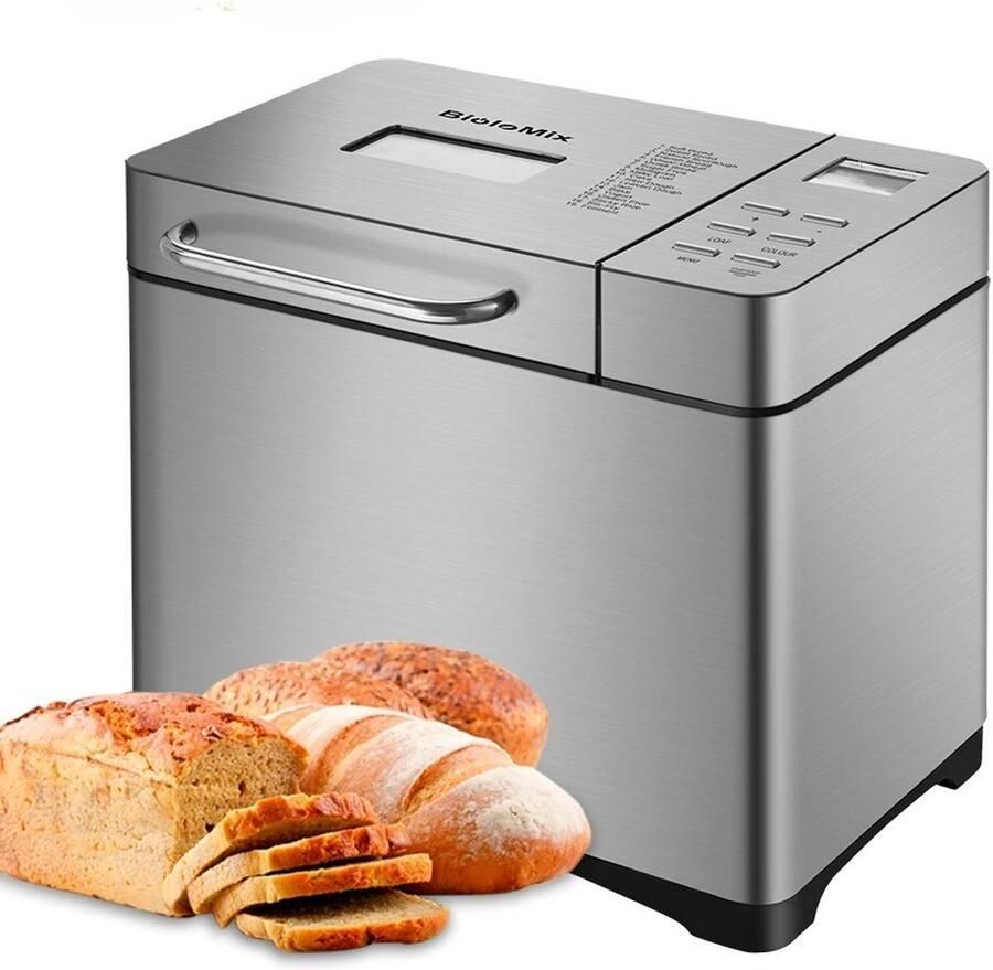 GDE BakePro Broodbakmachine met 19 automatische programma's 1 kg capaciteit Broodsnijmachine Broodtrommel Broodmes