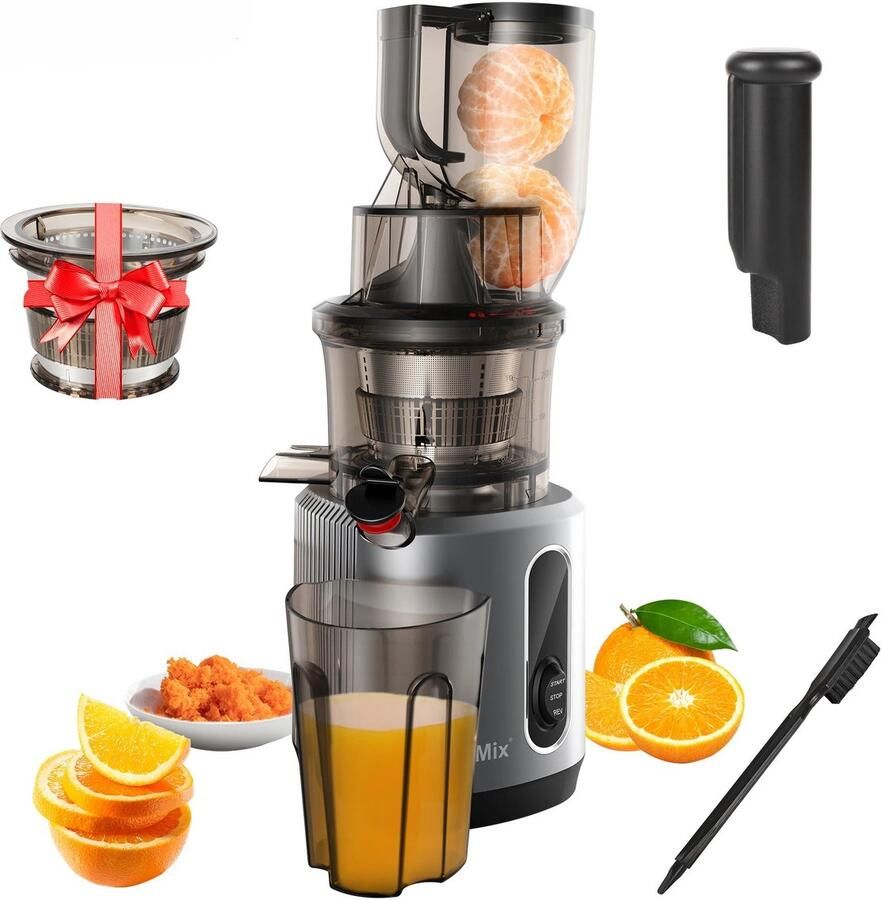 GDE Fresh Slowjuicer Cold Press Juicer Sapcentrifuge Sapmachine 13 cm Grote Vulopening 200W 1 8 Liter