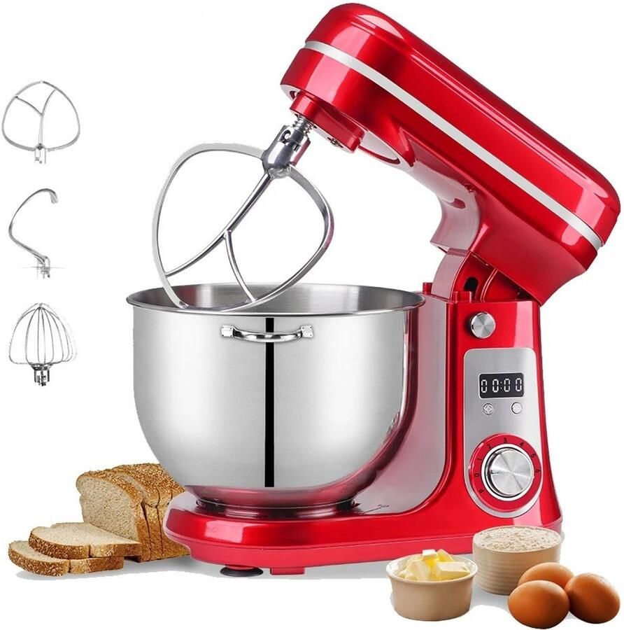 GDE Keukenmachine Kneedmachine Staande Mixer met RVS Mengkom Deegmixer 1200W Elektrische Keukenmixer