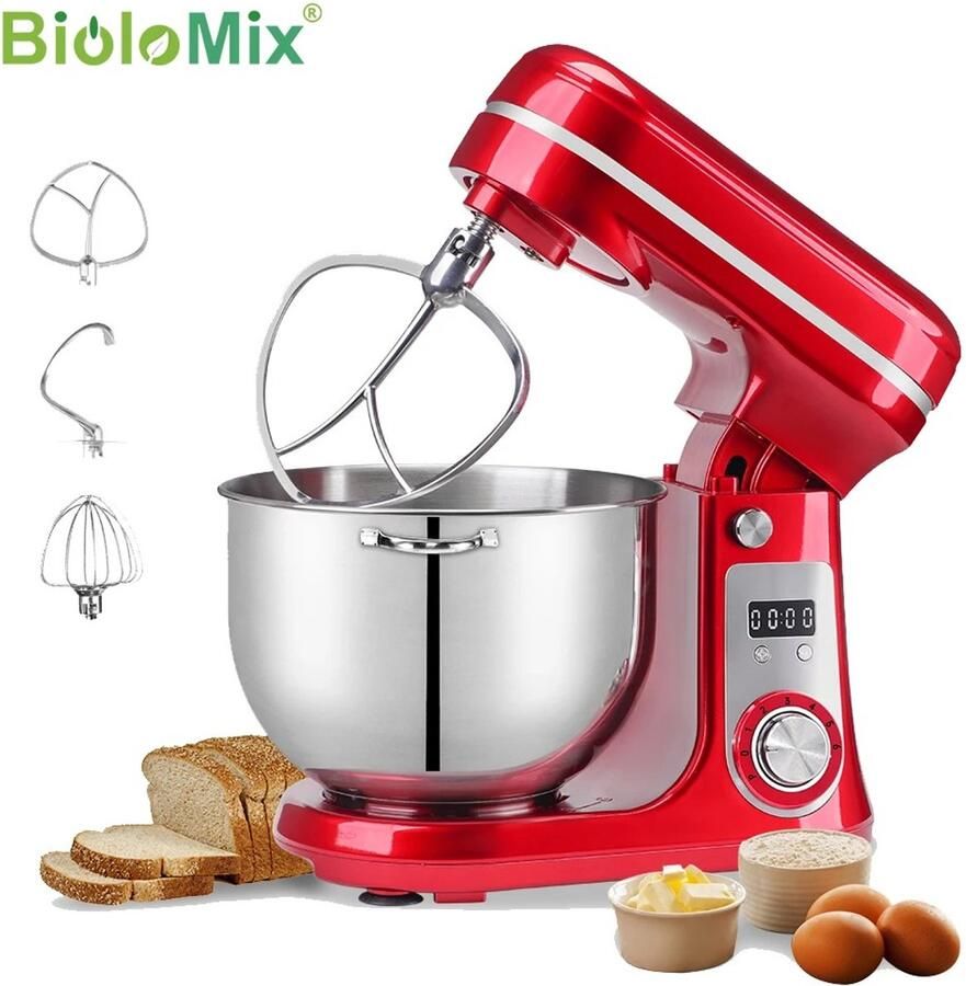 GDE Keukenmachine Kneedmachine Staande Mixer met RVS Mengkom Deegmixer 1200W Elektrische Keukenmixer