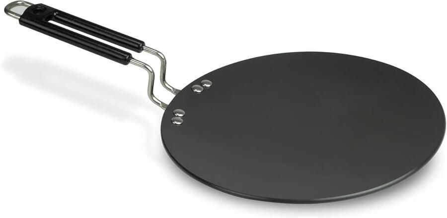 Geanodiseerde Tawa Koekenpan Platte Allround Koken Extra Dikke Plaat Diameter 25cm Zwart