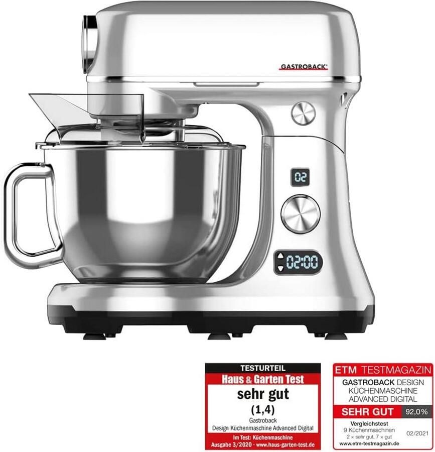 Geavanceerde Digitale Keukenmachine 600 Watt 8 Snelheden 5L RVS Mengkom