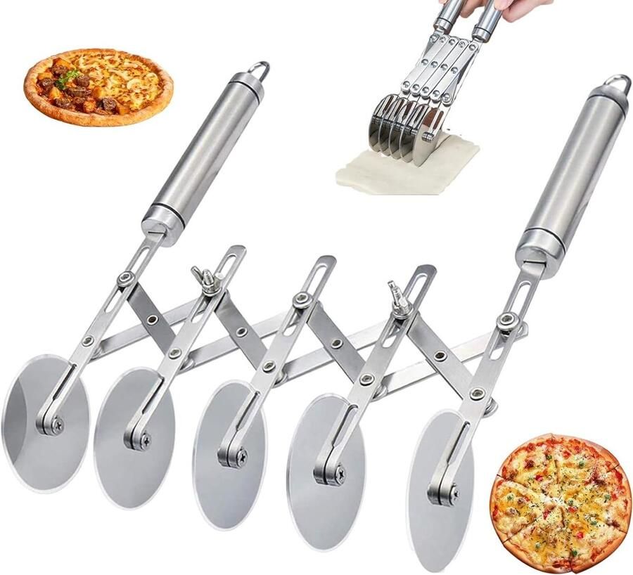 Gebak Cutter Wiel Uitbreidbaar 5 Wiel Gebak Cutter Rvs Multi-Ronde Pasta Cutter Wiel Gebak Wheel Cutter Gebak Wiel Gebak Cutter Gebak Cutter Tool