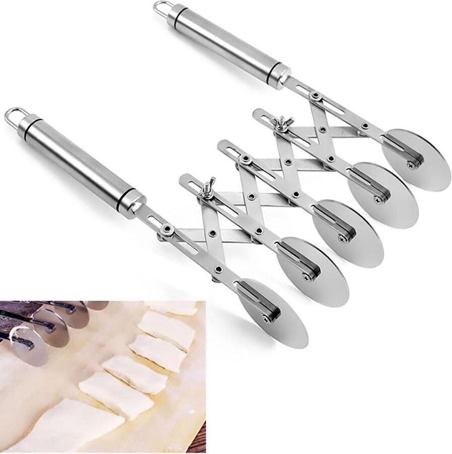 Gebak snijder Deeg roller Gelijkmatig snijden Vijf wielen 27 cm Zilver