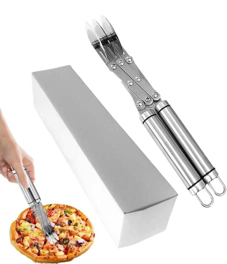 Gebaksnijder met wielen Pizzasnijder deegroller Bakken snijden Verstelbare afstand wielen 28.5 x 6.3 cm Zilver