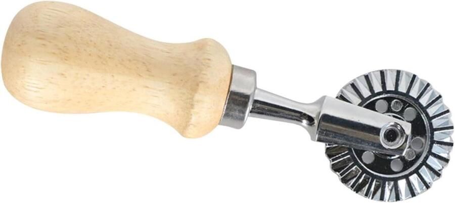 Gebakssnijder Wiel Deegroller Pasta Zelf Pasta Maken Robuust Houten Handvat 13.3 cm Handvat Niet gespecificeerd