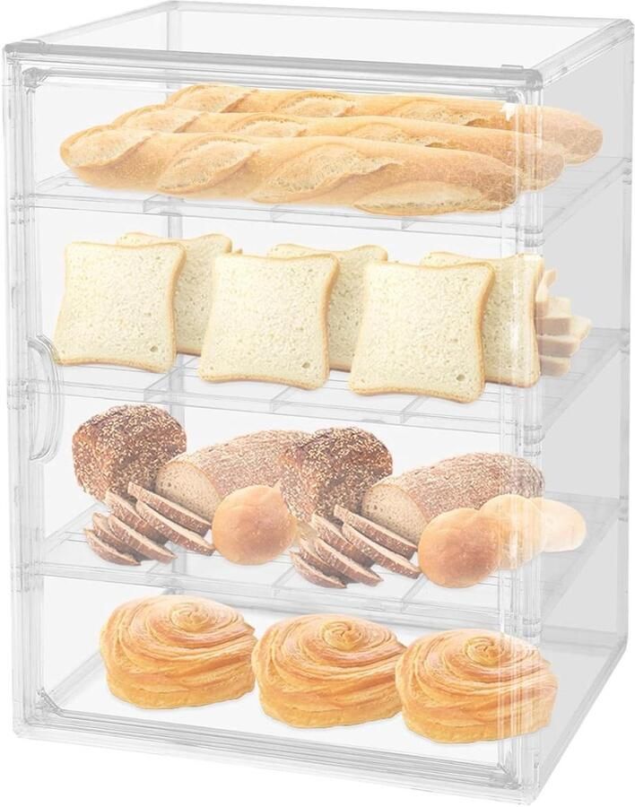 Gebakvitrine Broodtrommel Vitrine Bakkerij en Tonen Magnetische Deur 295 x 25 x 395 cm Transparant
