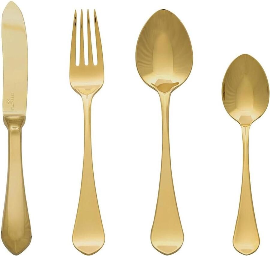 Gebogen Bestekset Gouden Bestek Tafel Dekken Elegante Gebogen Lijnen 4 Delig Goud