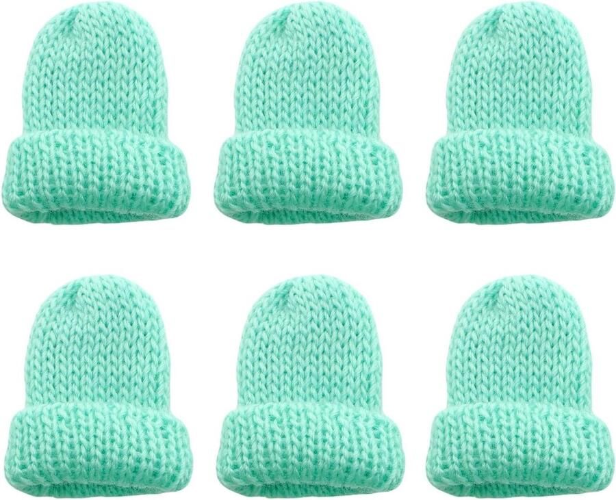 Gebreide Eierwarmers Mini Mutsjes Ontbijt Decoratie Dubbellaags Gebreid Set van 6 Mintgroen