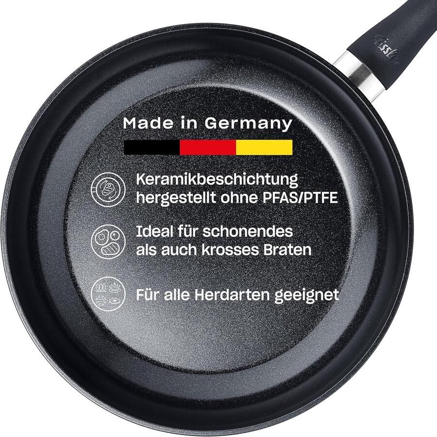 Gecoate Braadpan Keramische Pan Gevoelige Gerechten PFAS PTFE Vrij 20 cm Zwart Aluminium