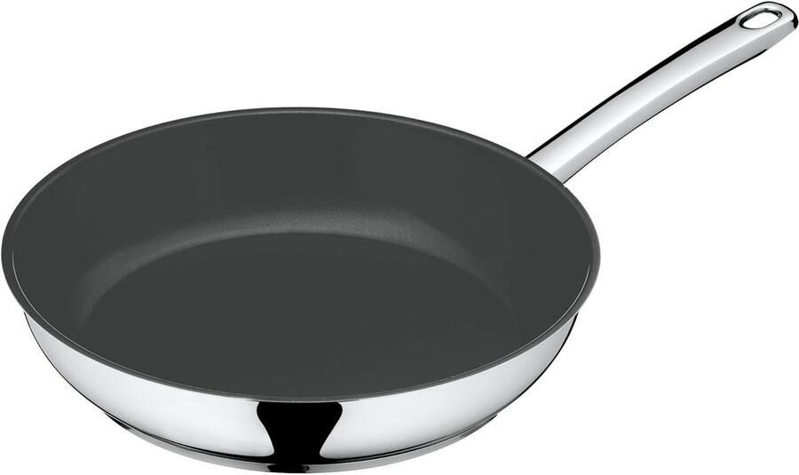 Gecoate braadpan Koekenpan Sauteren braden grillen Ovenvast tot 400 graden 24 cm diameter Zilver