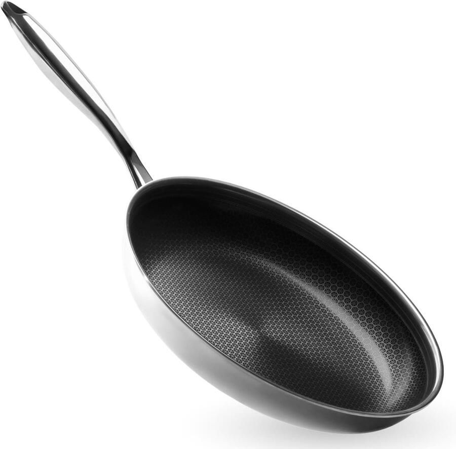 Gecoate Braadpan Inductie pan Gezond Koken Krasbestendig oppervlak 20 cm Zwart