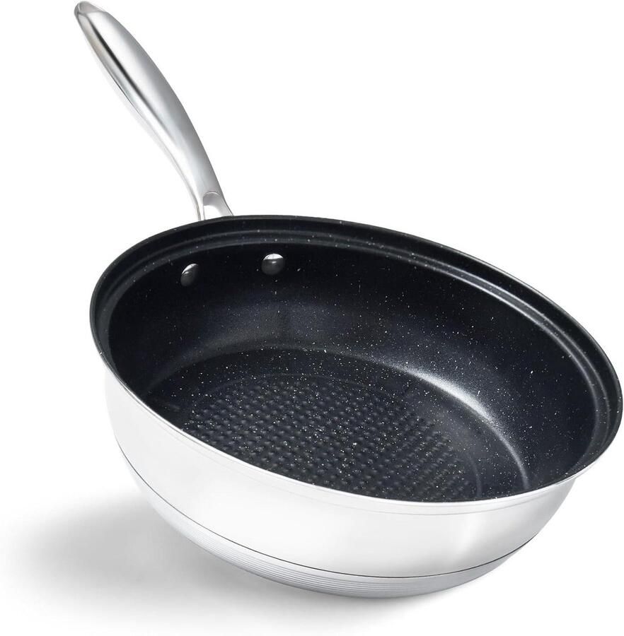 Gecoate Braadpan Roestvrij Staal Gelijkmatig Koken Alle Warmtebronnen 24 cm Zilverwit