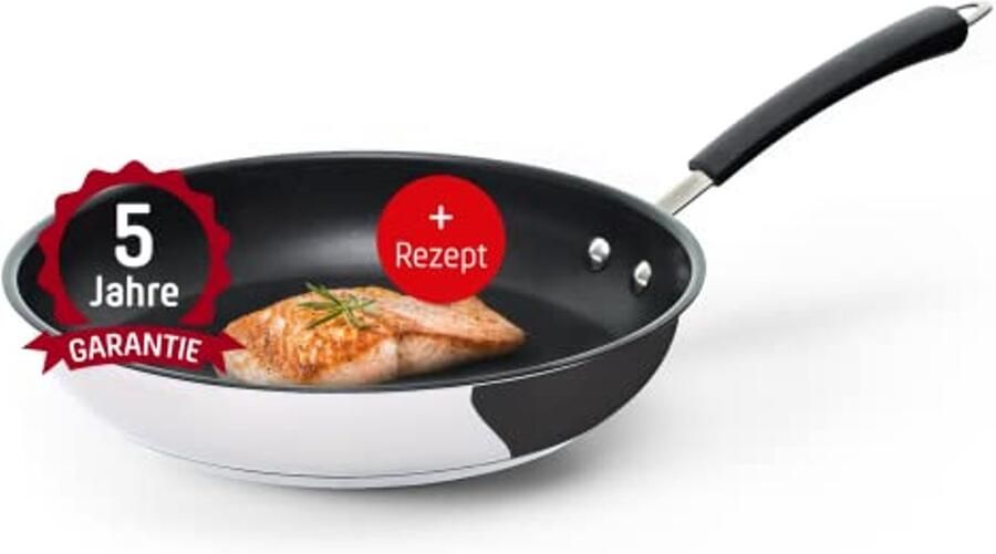 Gecoate roestvrijstalen braadpan 28 cm voor inductiekookplaten en gaskeramiek