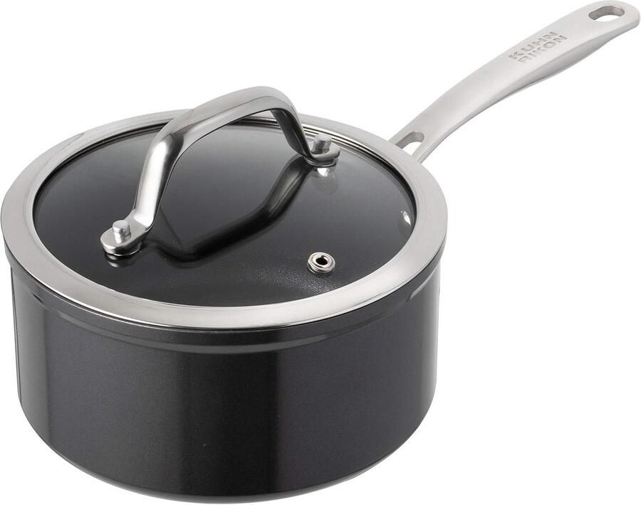 Gecoate Steelpan met Glazen Deksel Ø16 cm Geschikt voor Inductie