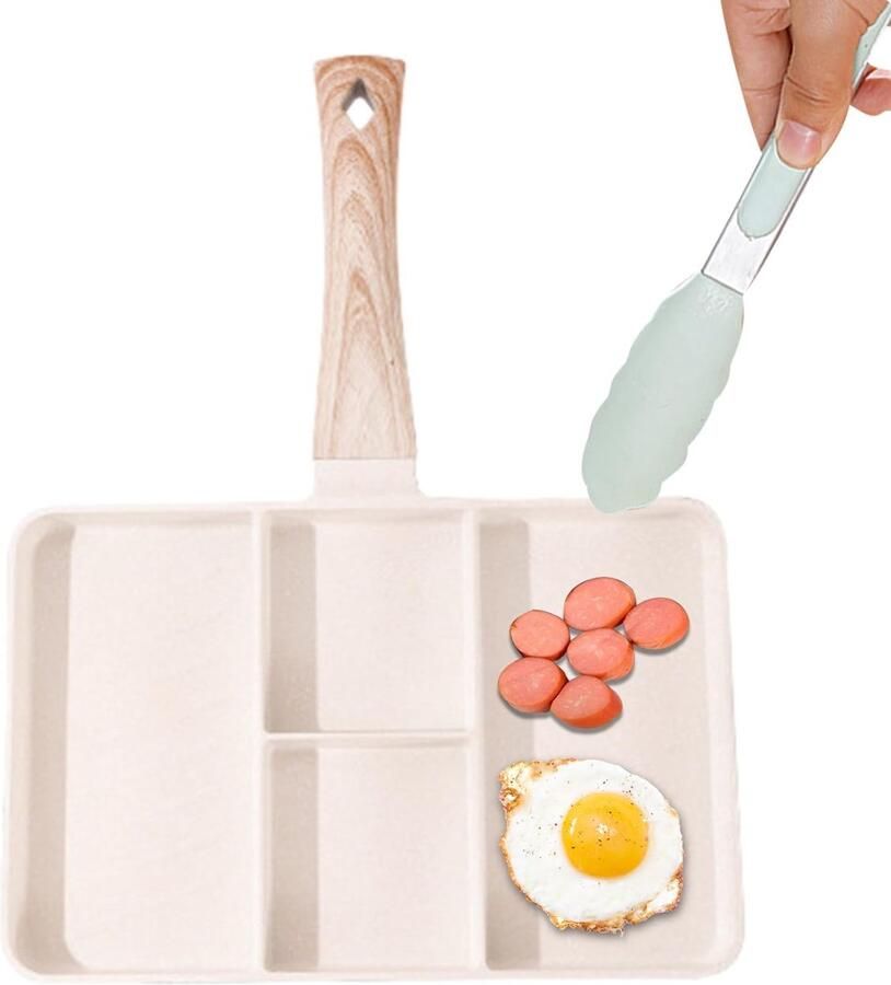 Gedeelde Grillpan Antiaanbak Koekenpan Ontbijt Bereiden Vier Vakkken 27 cm Zwart