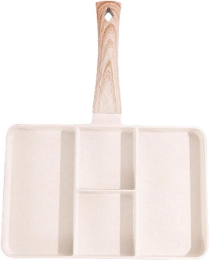 Gedeelde Grillpan Antiaanbakpan Seizoenspan Comfortabel Koken Gelijkmatige Warmteverdeling 35 x 27 cm Wit