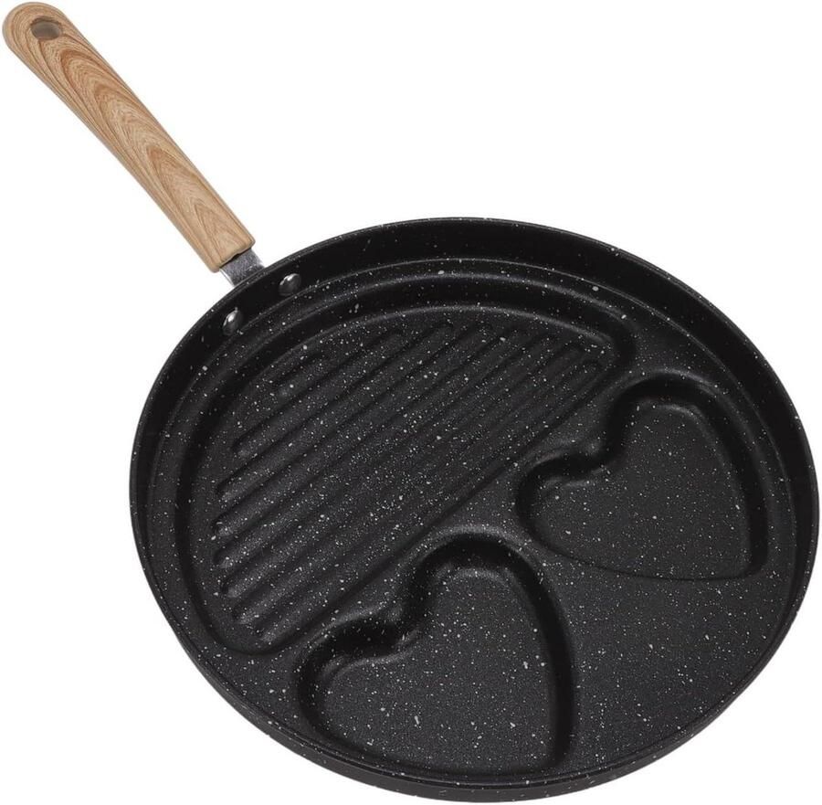 Gedeelde Koekenpan Omeletpan Steakpan Ontbijt Bereiden Antiaanbaklaag 42.5x26.5cm Zwart